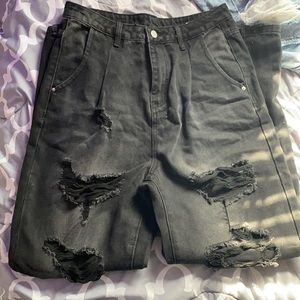 black ripped mom jeans